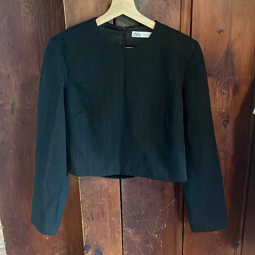 Zara Cropped Pinstripe Suiting Shirt Size Large